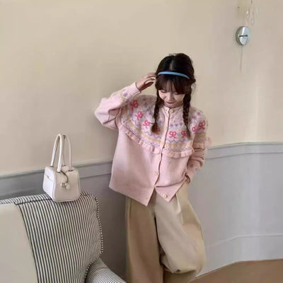 Cardigan Tejido con Moño - Diseño Retro Holgado para Otoño e Invierno - Image 3