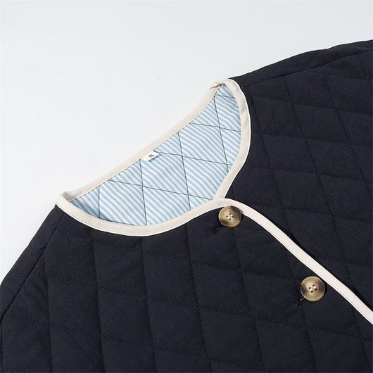Abrigo Acolchado Suelto con Patrón Diamante - Versátil y Cómodo - Image 8