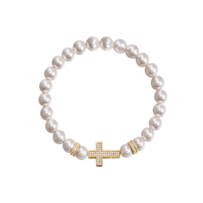 Pulsera de Cruz con Perlas para Mujer - Diseño Versátil - Image 5