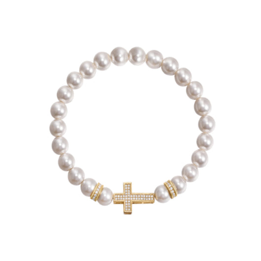 Pulsera de Cruz con Perlas para Mujer - Diseño Versátil - Image 5
