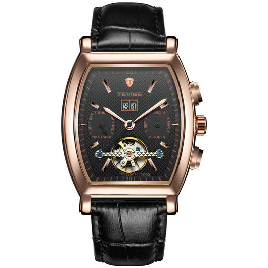Reloj Automático Impermeable Estilo Barril de Roble para Hombre