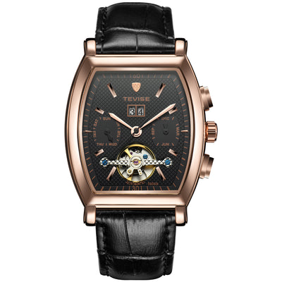 Reloj Automático Impermeable Estilo Barril de Roble para Hombre