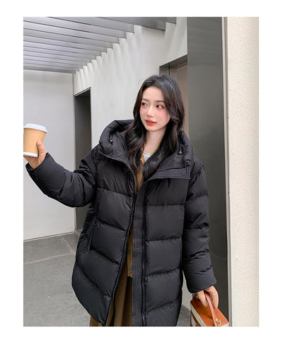 Abrigo Acolchado de Pato Blanco Largo Invierno Diseño Coreano Mujer - Image 37