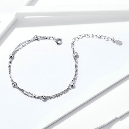 Pulsera de Plata Ajustable Plateada en Platino - Diseño Minimalista