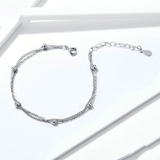 Pulsera de Plata Ajustable Plateada en Platino - Diseño Minimalista
