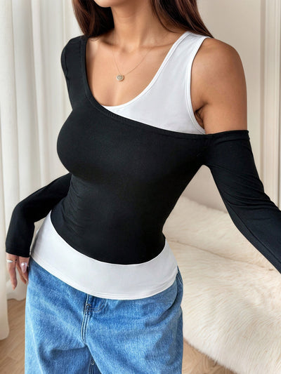Blusa Asimétrica con Detalles en Blanco y Negro - Diseño Exclusivo para Mujer - Image 12
