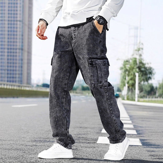 Jeans de Trabajo Holgados con Múltiples Bolsillos - Estilo Urbano Moderno - Image 3