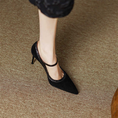 Zapatos de Tacón Stiletto en Cuero Genuino con Punta Fina y Hebilla - Image 6