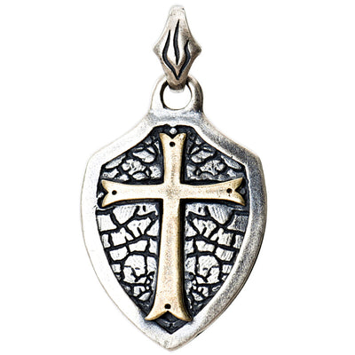 Collar Colgante Escudo Cruz Plata S925 - Estilo Gótico Minimalista - Image 5
