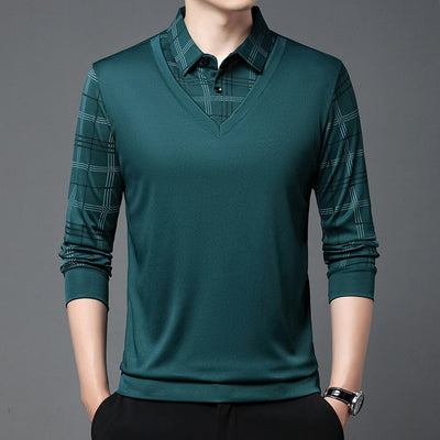 Suéter Tipo Camisa Falsa Dos Piezas para Hombre - Manga Larga Otoño - Image 13