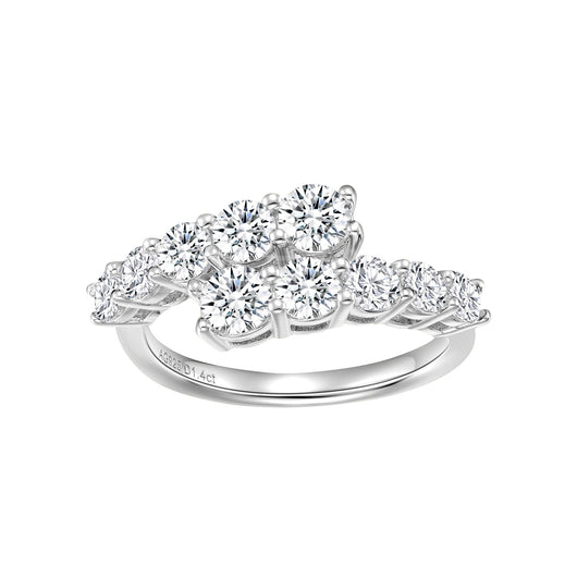 Anillo de Plata 925 Doble Capa con Diamantes de Imitación y Diseño Abierto - Image 5