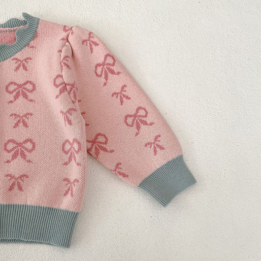 Cardigan Romper de Punto con Cuello Concha y Moño - Manga Larga - Image 26
