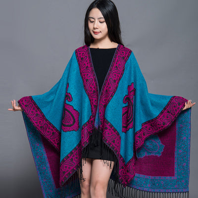 Poncho Étnico Nepali Extra Grande Acolchado para Otoño e Invierno - Image 7