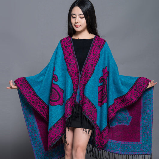 Poncho Étnico Nepali Extra Grande Acolchado para Otoño e Invierno - Image 7