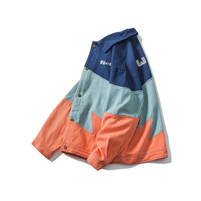 Chaqueta Casual de Color Block con Solapa para Hombre y Mujer - Image 2