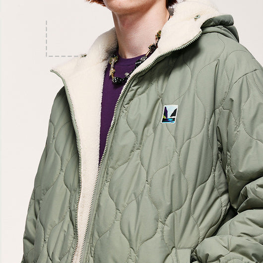 Chaqueta Hoodie de Algodón con Forro de Lana de Cordero Reversible - Image 15
