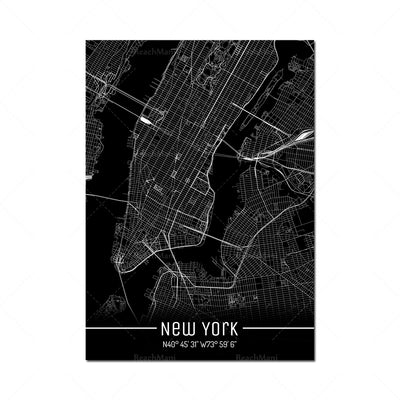 Cuadro Decorativo Mapa Líneas Negras - Lienzo Moderno para Pared - Image 7