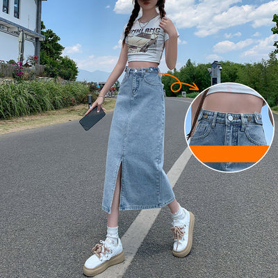 Falda Denim Cintura Alta con Abertura - Image 4