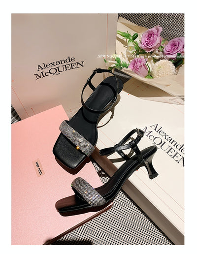 Sandalias Elegantes de Tacón Cuadrado con Strass y Punta Abierta - Image 10