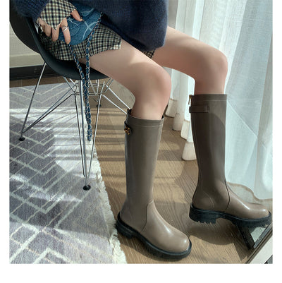 Botas Altas Knight con Hebilla Dorada, Suela Gruesa y Tacón Reforzado - Image 16