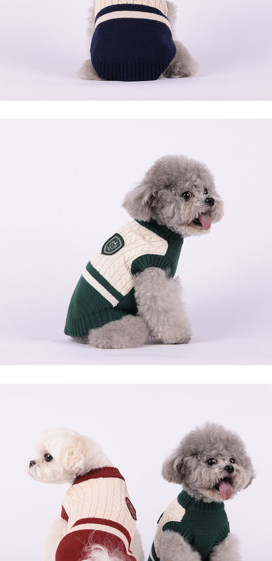 Suéter de Invierno Preppy para Perros Pequeños - Diseño sin Mangas con Combinación de Colores - Image 9