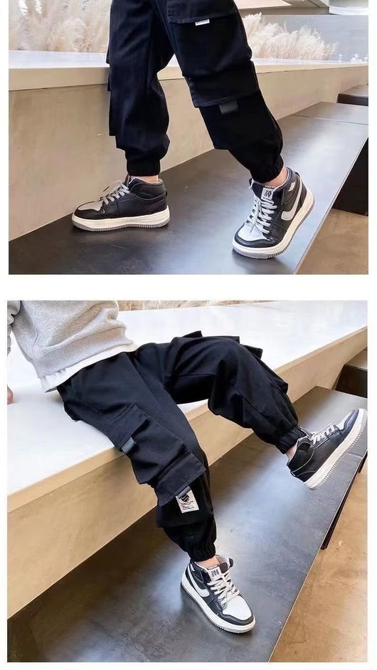 Pantalones Casuales de Trabajo Fleece con Bolsillos Múltiples para Niños y Adolescentes - Image 10