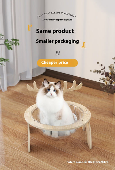 Cama Cápsula Espacial para Gatos en Madera Maciza - Nido Versátil Cuatro Estaciones - Image 15