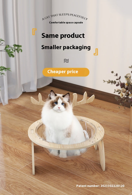Cama Cápsula Espacial para Gatos en Madera Maciza - Nido Versátil Cuatro Estaciones - Image 15