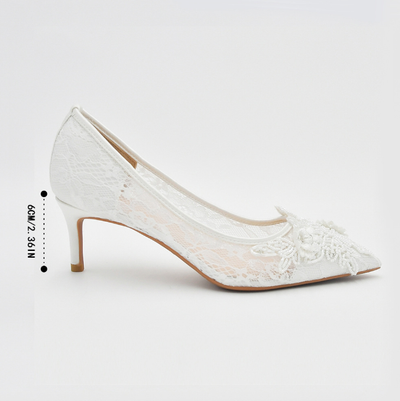 Zapatos de Novia con Encaje Blanco Floral - Image 4