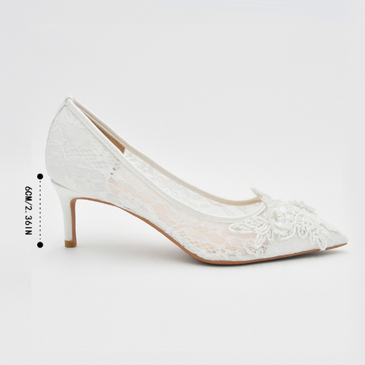 Zapatos de Novia con Encaje Blanco Floral - Image 4