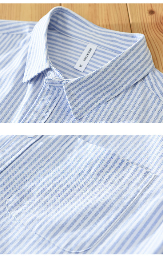 Camisa Casual Manga Larga a Rayas Verticales Estilo Japonés para Hombre - Image 13