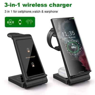 Cargador Inalámbrico 3 en 1 Plegable 15W - Portátil y Multidispositivo - Image 2