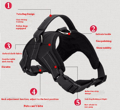 Blue and black mesh dog harness with adjustable straps, a D-ring for leash attachment, and a quick-release buckle. - Image 15