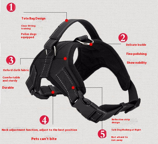 Blue and black mesh dog harness with adjustable straps, a D-ring for leash attachment, and a quick-release buckle. - Image 15