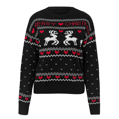 Suéter Navideño con Estampado de Corazón y Alce - Pullover de Punto para Mujer - Image 25