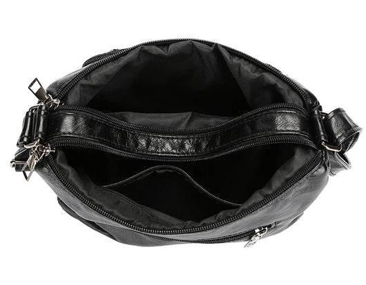 Bolso Bandolera de Cuero PU con Múltiples Compartimentos - Gran Capacidad - Image 11