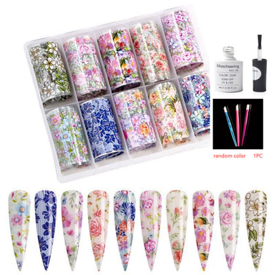 Set de 12 Láminas Decorativas para Uñas - Transferencias Nail Art - Image 27