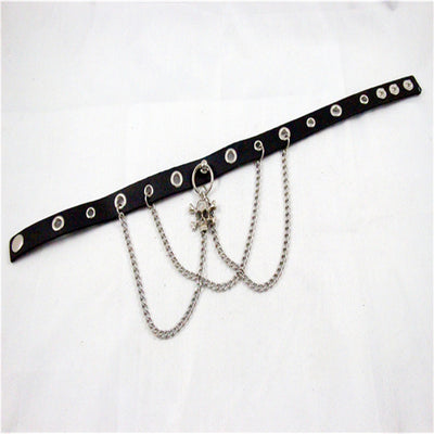Collar de Cadena de Cuero Personalizado con Calavera Punk - Image 9