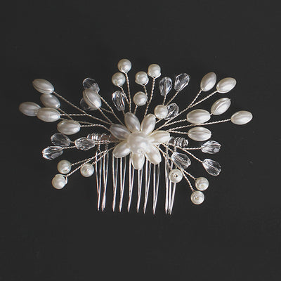 Peineta Nupcial de Cristal y Perlas Coreanas - Accesorio Artesanal para Novia
