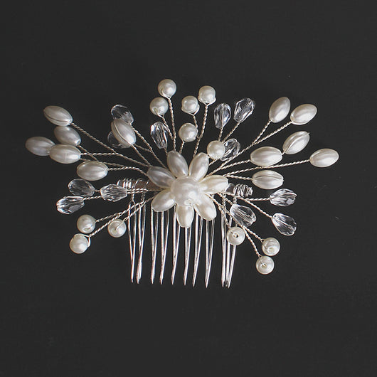 Peineta Nupcial de Cristal y Perlas Coreanas - Accesorio Artesanal para Novia