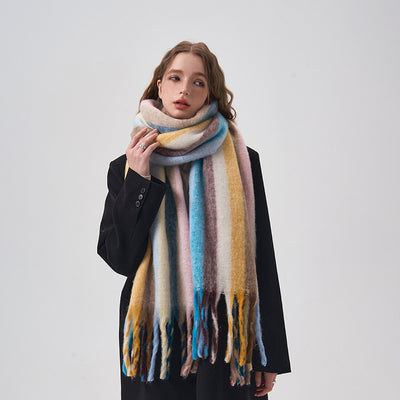 Bufanda de Rayas Multicolor Estilo Coreano para Invierno - Image 7