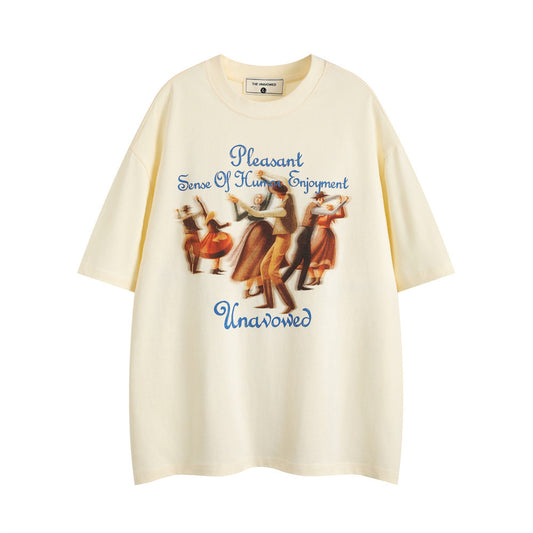 Camiseta Estampada Retro Multitud Bailando para Hombre