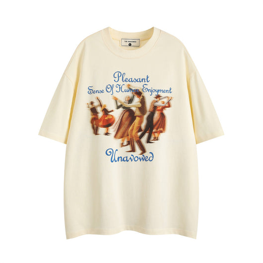 Camiseta Estampada Retro Multitud Bailando para Hombre