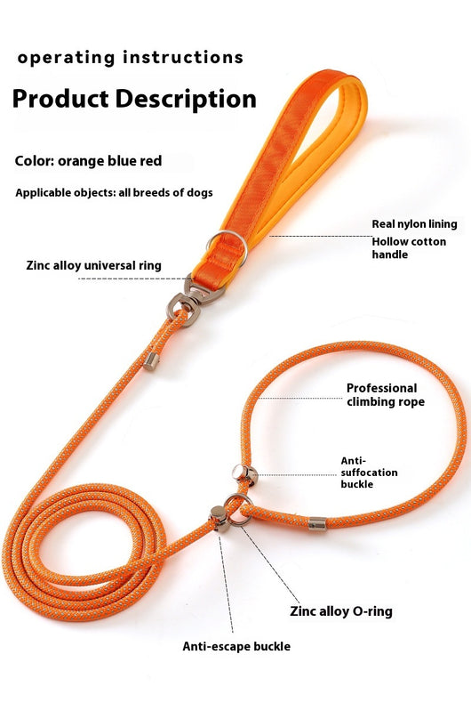 Red anti-knot competition grade P rope dog leash with a padded handle and metal hardware. - Image 14