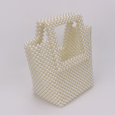 Bolsa Tote Blanca con Marco de Perlas - Image 15