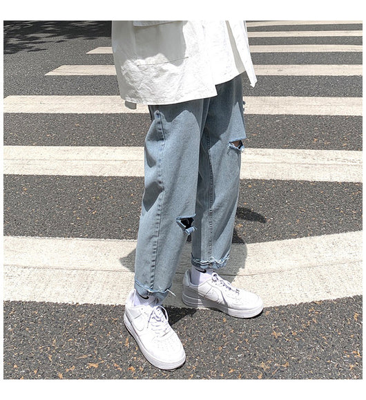 Jeans Rectos Holgados con Rotos para Hombre - Image 19