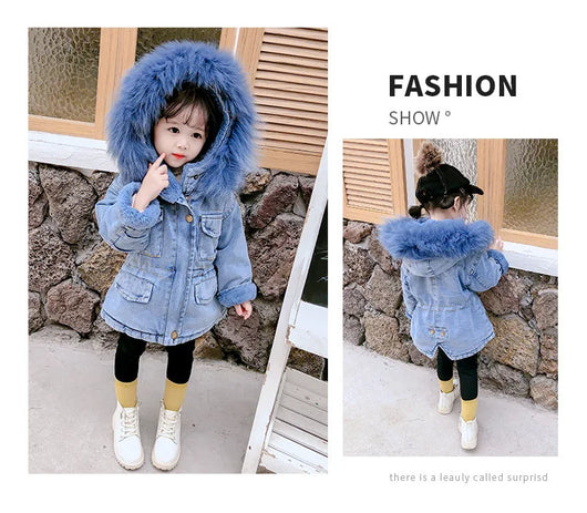 Chaqueta de Niña Denim con Forro de Terciopelo para Otoño e Invierno - Image 25