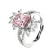 Women's Fashion Niche Ice-Flower-Cut Adjustable Pink Ring Adjustable Opening