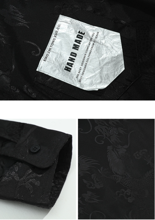 Camisa de Seda para Hombre con Dragón Chino Grabado - Colección Otoño - Image 14