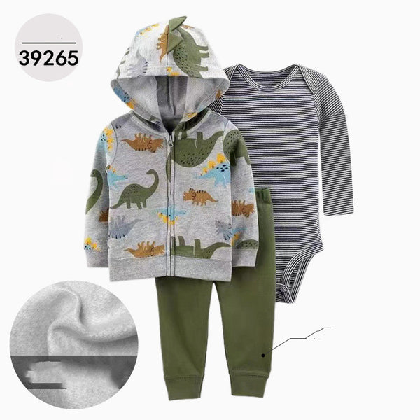 Chaqueta de Cuero con Capucha Infantil Tres Piezas Manga Larga